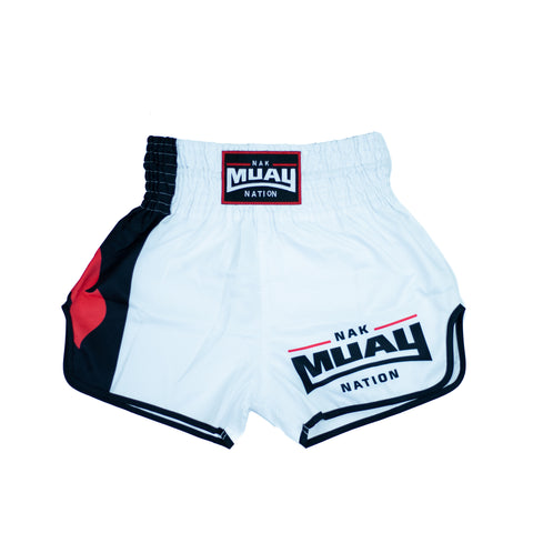 Nak Muay Nation Shorts (White 1)